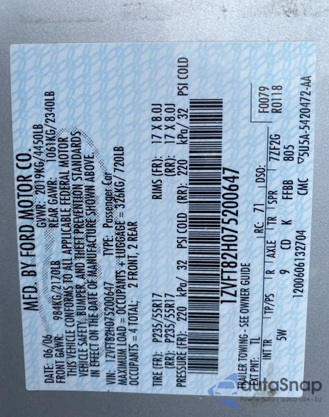 2007 Ford Mustang Gt из США, поврежденный, VIN 1ZVFT82H075200647